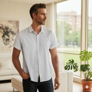 CK White/Lt Gray/Lt Blue Striped Casual Shirt (SH-13)